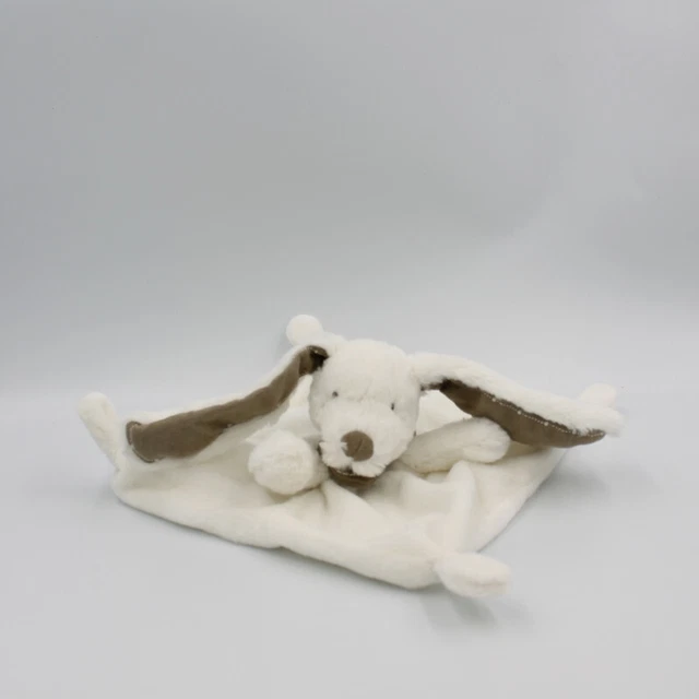 Doudou plat lapin blanc bandanas gris TEX BABY - 4534