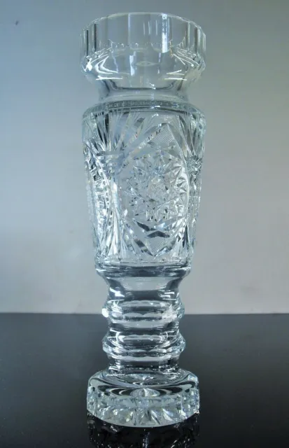 Ancienne Massif Vase En Cristal Souffle Taille Diamant Val St Lambert Art Deco