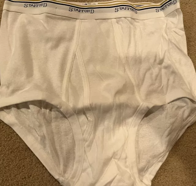 Stafford JCPenney VTG Men’s 3 Pack White Full-Cut Briefs Underwear Size 38  USA