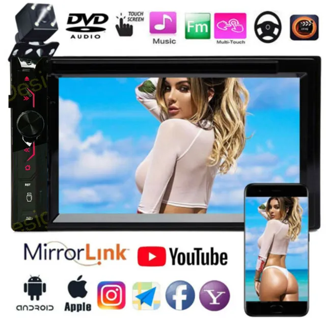 Double DIN DVD/CD Player Car Stereo Bluetooth FM Radio Mirrorlink for GPS+Camera