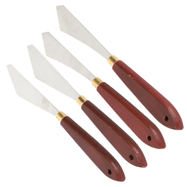 4Pcs Painting Knife Set Stainless Steel Palette Knife Oil Paint Knife With Wood