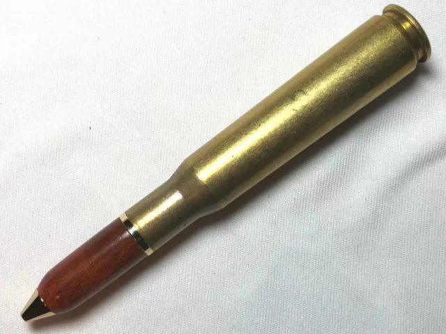 50 Cal Machine Gun Bullet Pen Made With Amboyna Burl Handmade 2900