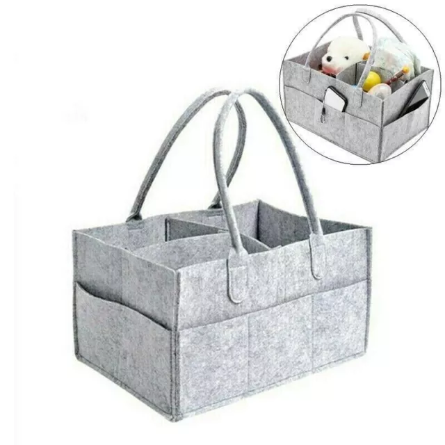 Organizer pannolini bambino feltro caddy cambio pannolino bambini portaoggetti borsa grigia Regno Unito 2