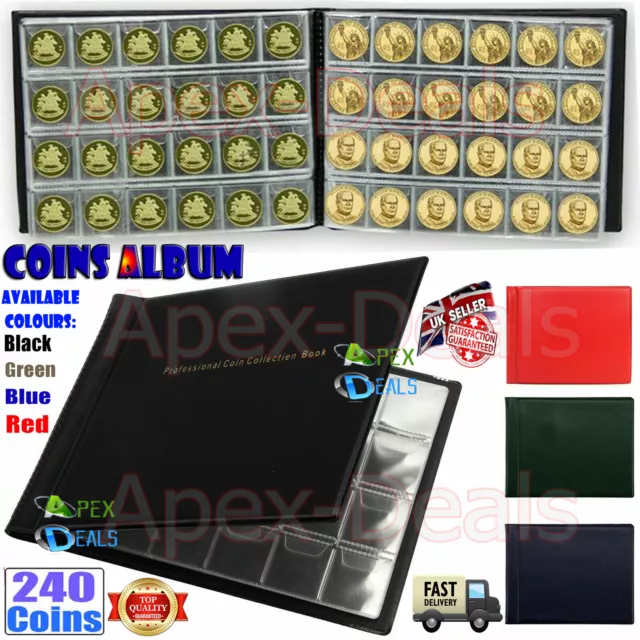 240 Album Coin Collecting Collection Penny Money Storage Book Case Folder Holder