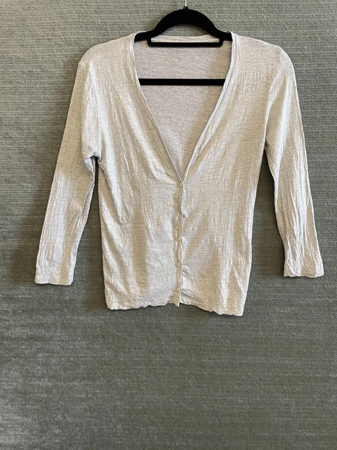 Majestic Paris Filatures Deluxe Teeshirt Womens 1/S Linen Silk Button Up  Silver