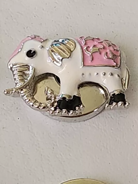 Gorgeous Pink White Elephant Snap Jewelry 18mm  Charm Ginger, Chunk, Noosa