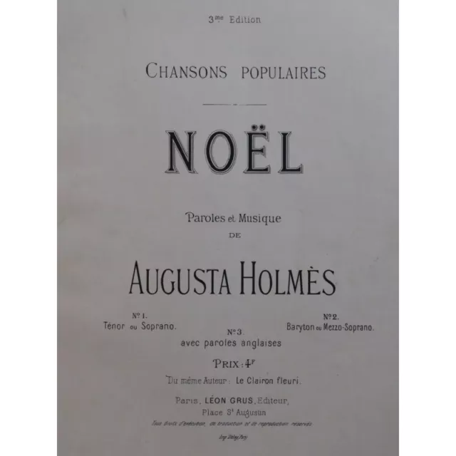HOLMÈS Augusta Noël Chant Piano ca1885