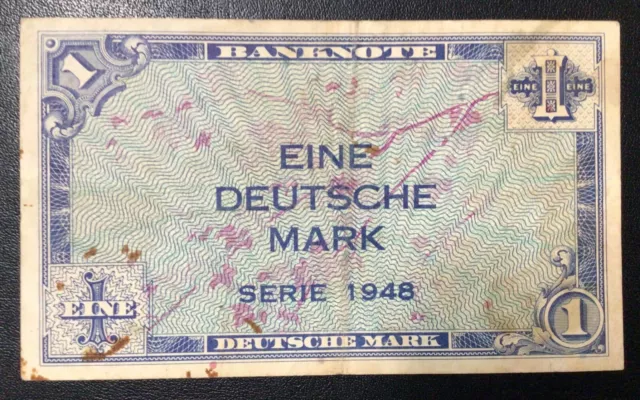 1948 Wwii Germany Federal Republic Paper Money - One Deutsche Mark Banknote!