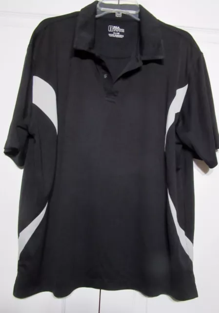 PGA Golf Tour Mens Polo Shirt Size XL Black & Gray Short Sleeves Athletic Gym