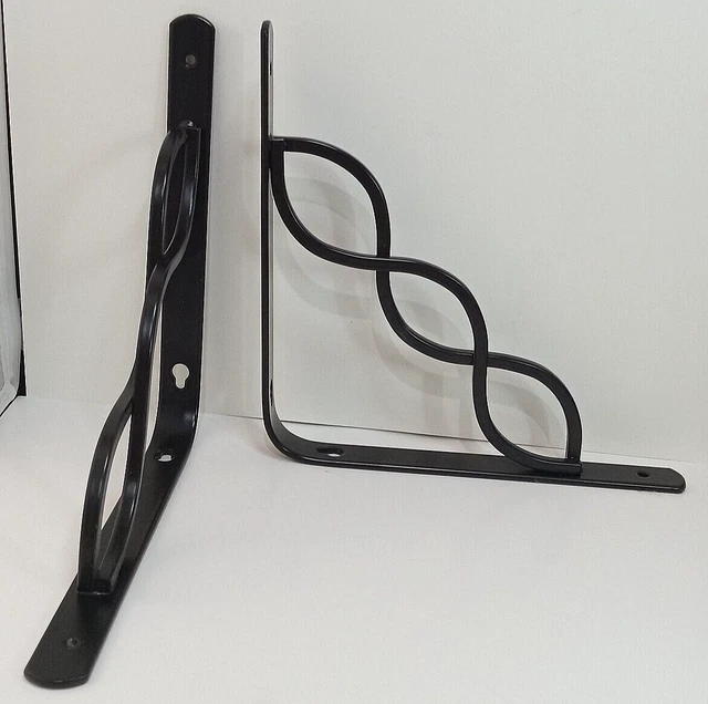 Steel Celtic Scroll Black 8" X 8" Shelf Brackets Lot of 2 Corbels 7