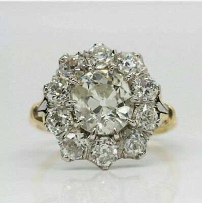 Art Déco Vintage Style Rond 4Ct Diamant Mariage Ancien Bague 14K or Sur S925