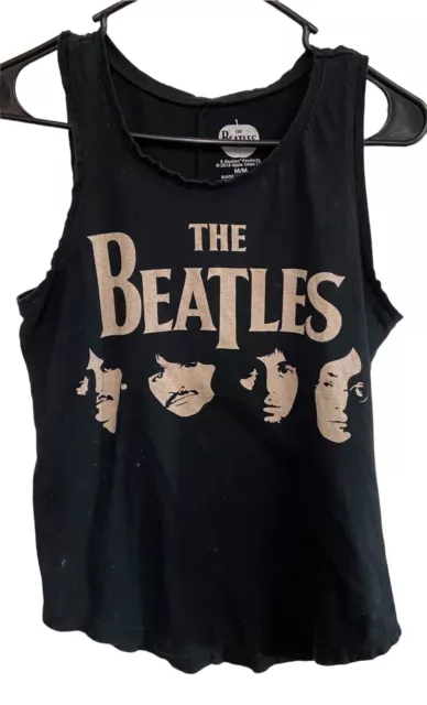 The Beatles  Tank Top Black Women Size M Sleeveless Rock n Roll Round Neck