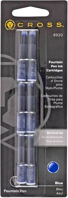 Cross  Fountain Pen Ink Cartridges Refill Blue   New 6 Per Card 8920
