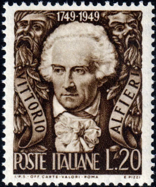 Repubblica - 1949 - Lire 20 "Vittorio Alfieri" - Sassone n.605 - nuovo (MNH)