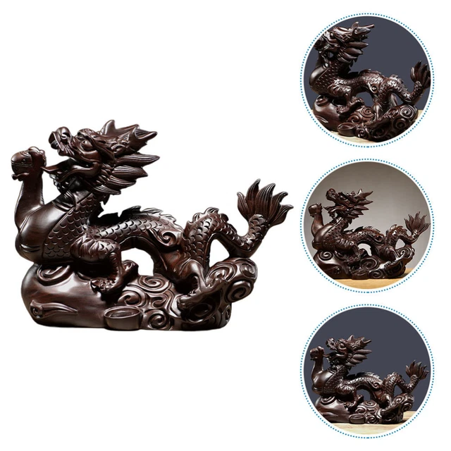 Statue Dragon Accroupi En Résine 22x18x10 Cm - Figurine Gardien Blindé Pour Jardin Et Intérieur