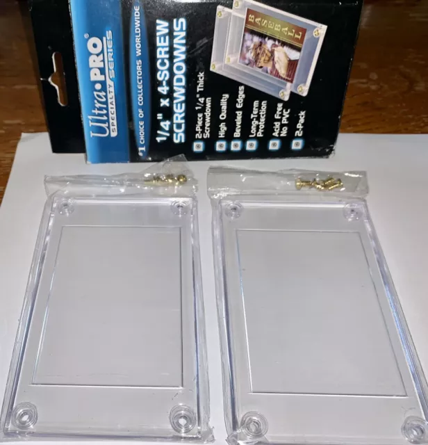 Ultra Pro 1/4” Thick x 4-Screw Screwdowns Trading Card Holder Recessed 2 Pk. NEW