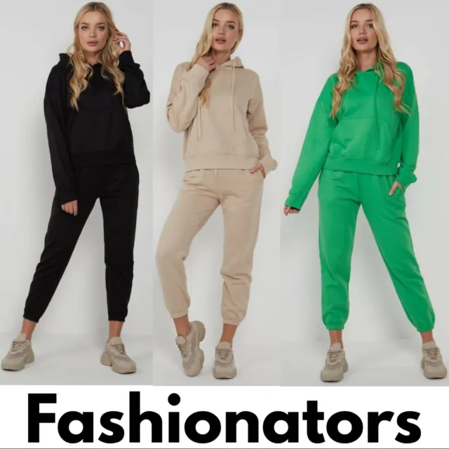 Womens Hooded Full Length Tracksuit Set Ladies 2pcs Co-ord Loungewear Sport Suit