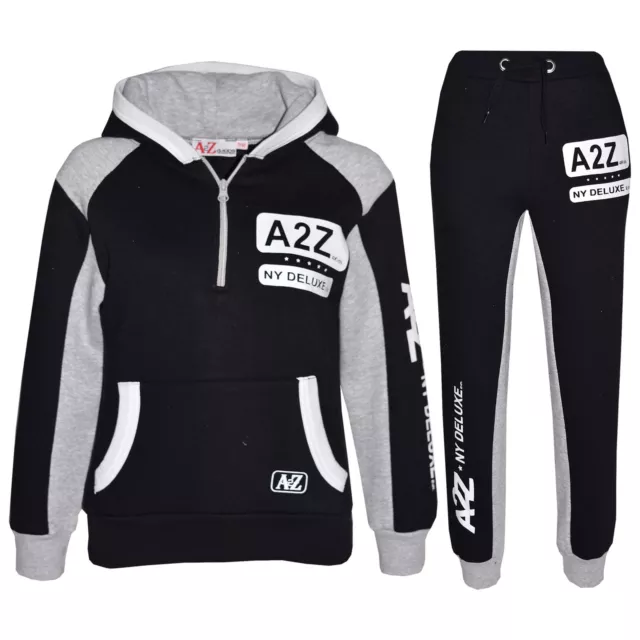 Bambini Ragazzi Tuta da Jogging Nero Designer S Tuta Top con Zip Fondo 5-13 Anni