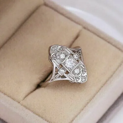 Art Deco Style 2.45Ct Round Cut Lab-Created Diamond Wedding 925 Silver Ring