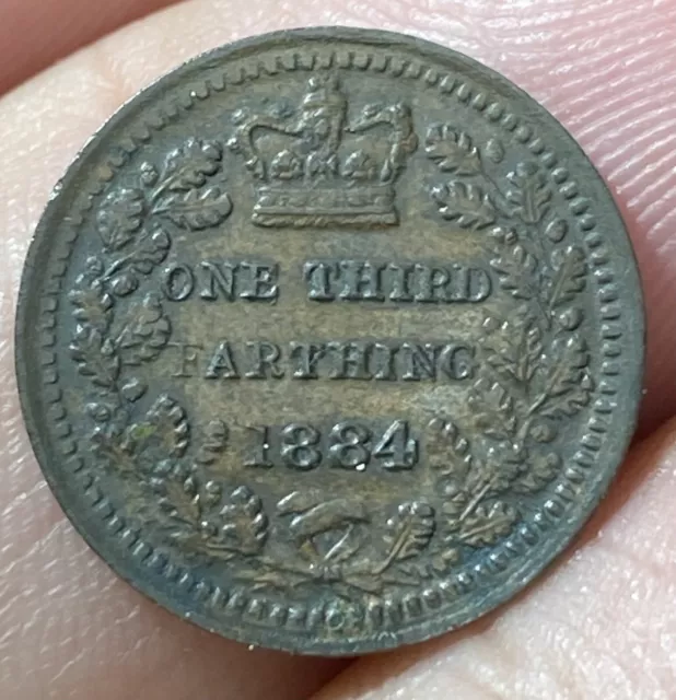 Great Britain KM750 1/3 Farthing 1884 High Grade Low Mintage 144K Rare Coin