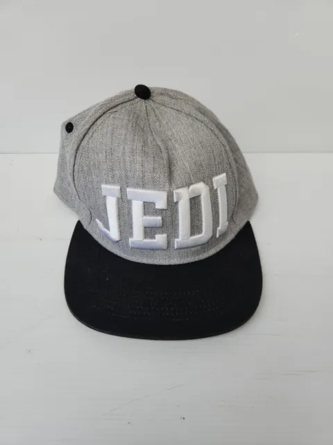 Star Wars Jedi Logo Grey Black Adult 5 Panel Baseball Flat Brim Cap Hat EUC