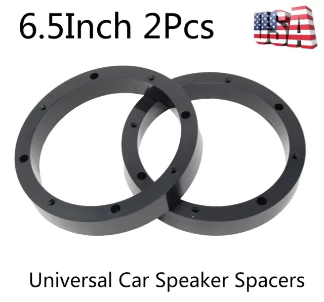 (US)1 Pair Universal 6.5 Inch Car Plastic Speaker Spacer Rings Adapter Audio Mat