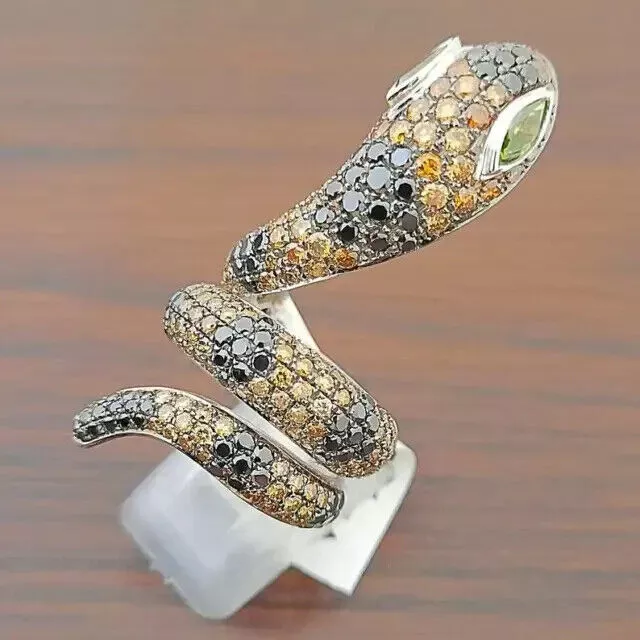 Anello serpente da donna Anello classico con zirconi cubici rotondi...