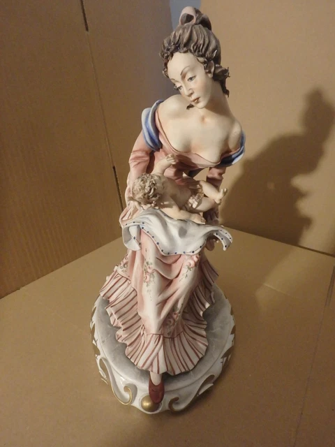 "Capodimonte Feines Italienisches Porzellan Schöne Signierte Figur ""Mutter & Baby"