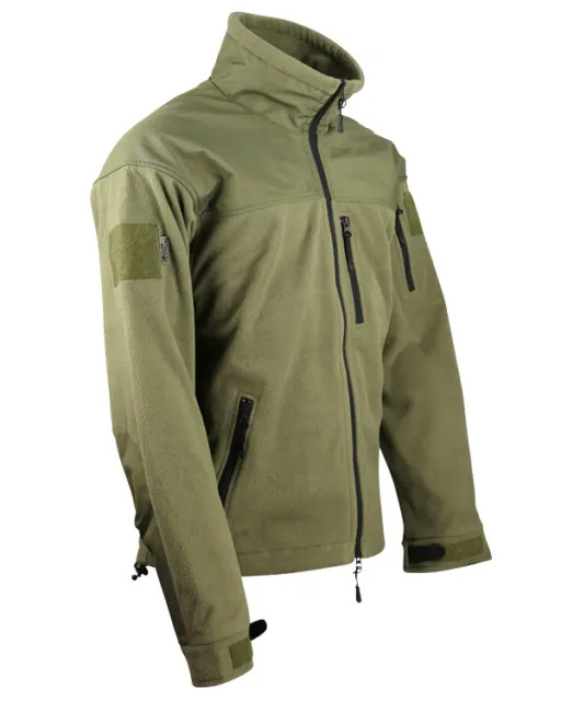 Mens Defender Tactical Fleece Jacket Olive Combat Top Thermal Warm Jumper Shirt