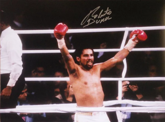 ROBERTO DURAN SIGNED 16x12 BOXING PHOTO COA PROOF SUGAR RAY LEONARD