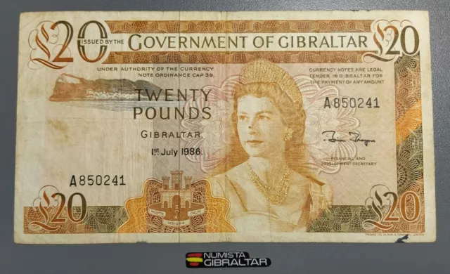 Billete 20 pounds Gibraltar 1986 , P-23c