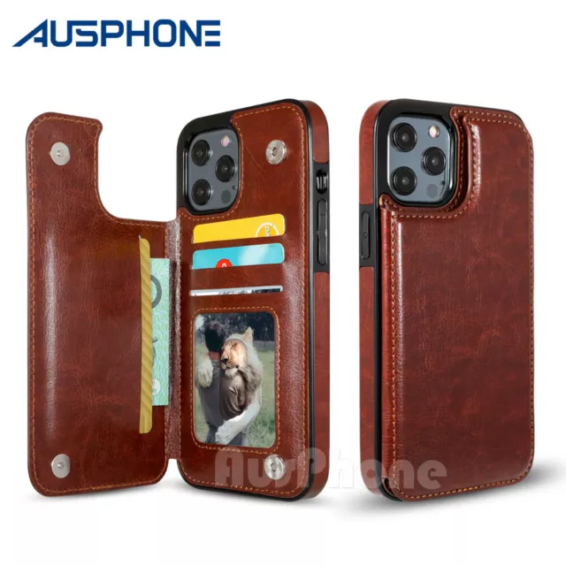 Leather Wallet Case Card Shockproof Cover for iPhone 15 14 13 12 11 Pro Max Plus