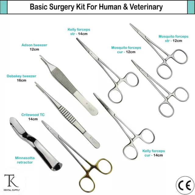 Chirurgie Pinces Hémostatique Kelly Précelles Adson Dental Basic Surgery Kit CE