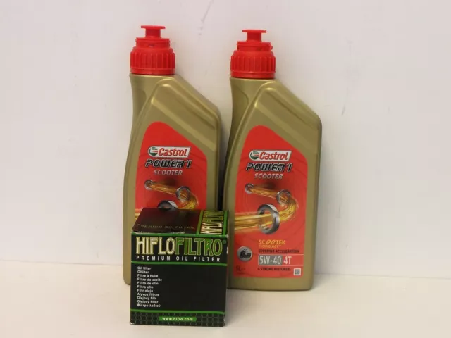 Castrol Power 1 Scooter 5W40 / Filtre à huile Vespa GT GTS GTV 125 - 300 cm3 à partir de l'année de construction 04