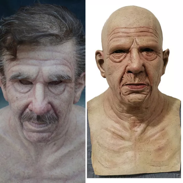 Realistic Latex Old Man Face Mask - Halloween Disguise Cosplay Masks Fancy Dress
