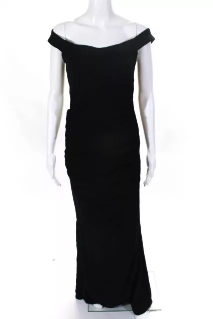 Nicole Miller Womens Ruched Vive Gown Black Size 4 10594763