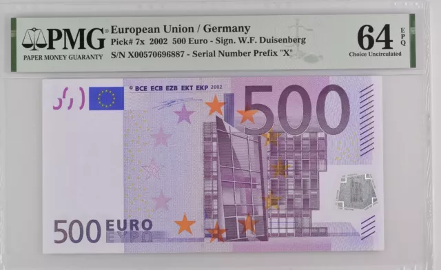 GERMANY 500 Euro 2002 X-serie, Duisenberg Sign, PMG 64, R002 GERMANY 500 Euro 2002 X-serie, Duisenberg Sign, PMG 64, R002