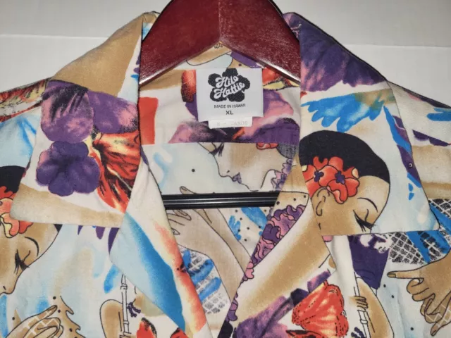 Vtg Hilo Hattie Hawaiian Shirt Mens XL Psychedelic Abstract Rockabilly 60s - 70s