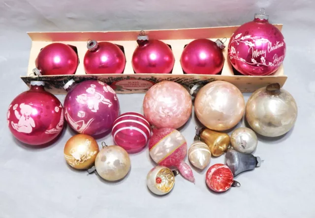 Big lot of 20 Vintage Shiny Brite Christmas Ornaments