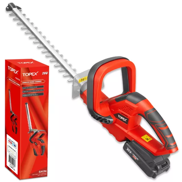 TOPEX 20V Cordless Hedge Trimmer for Shrub Cutting Trimming