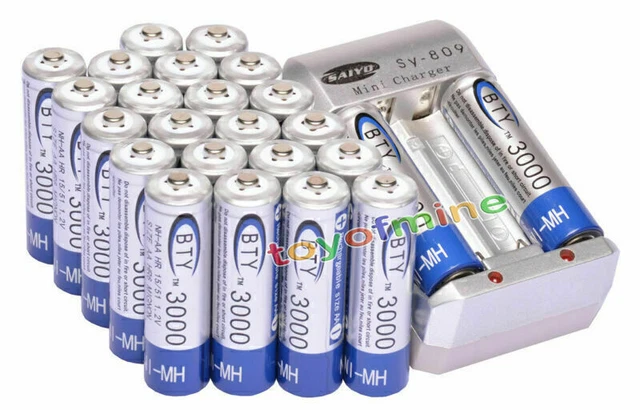 2 Pz Batterie Ricaricabili NiMH AA 2600 MAh 1,2V