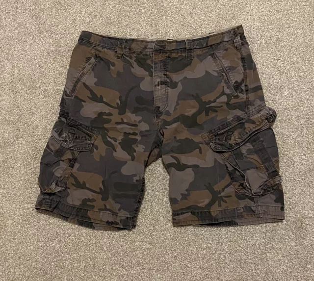 JETLAG Cargo Shorts Mens 40 Green Camouflage Military Multi Pockets Drawstring