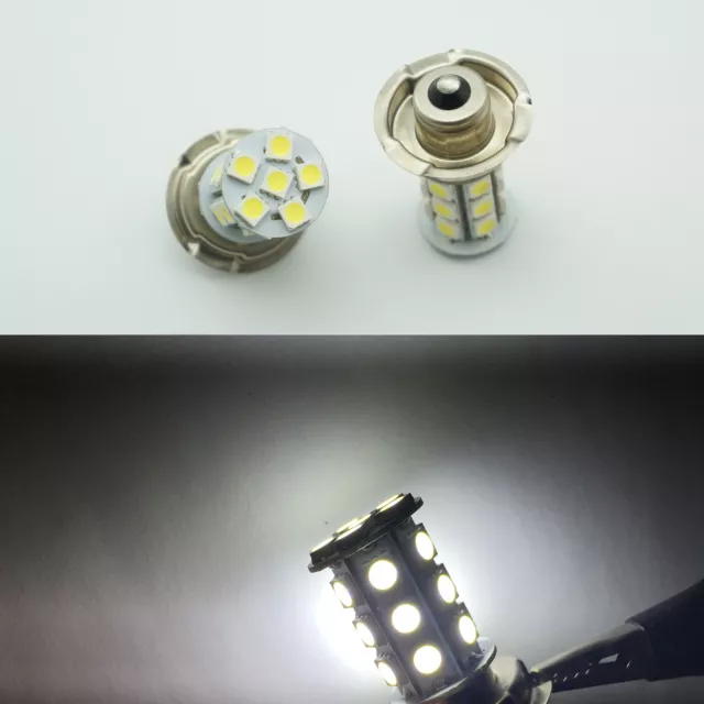 2x 12V P26 S 24 SMD LED White Motorbike Motorcycle Headlight Car Bulb Lamp 6000K 2