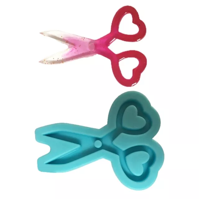 DIY Love Heart Mini Scissors Epoxy Resin Mold Keychain Pendant Silicone