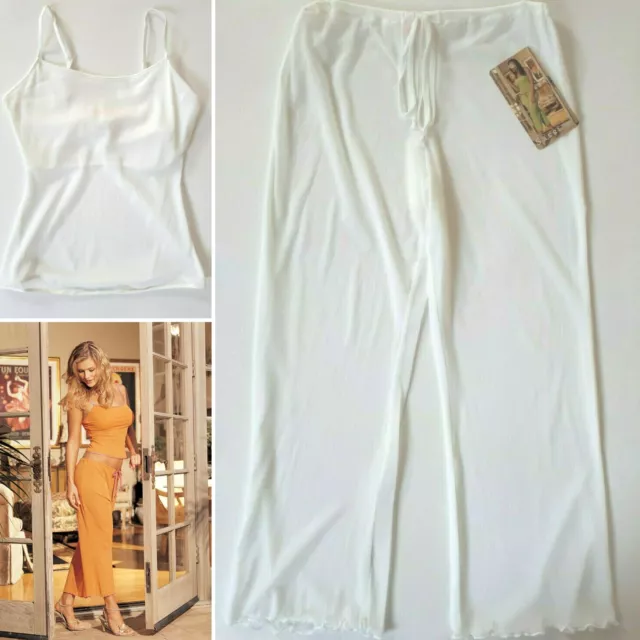 SHIRLEY OF HOLLYWOOD Sheer White Capri Pyjamas Size M 10-12 Designer ...