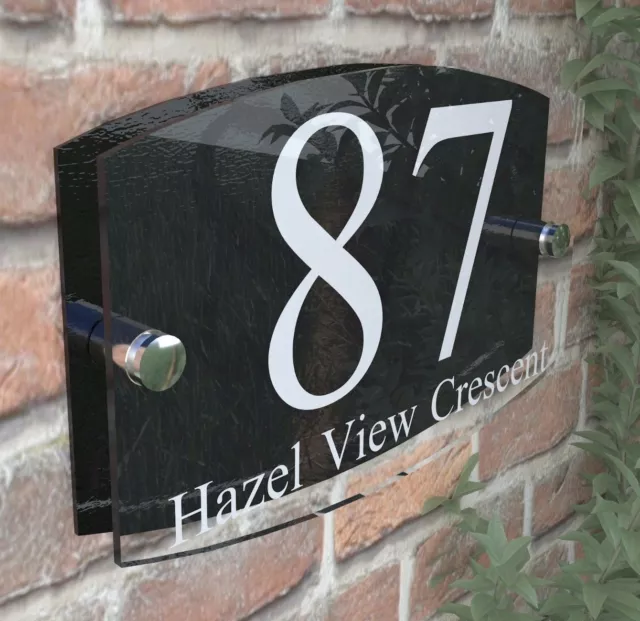 Contemporary House Sign Plaque Door Number 1 - 999 Personalised Name Plate