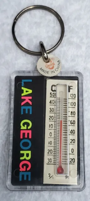 Vintage 1970's Advertising Thermometer Lake George NY Keychain Key Chain Key Fob