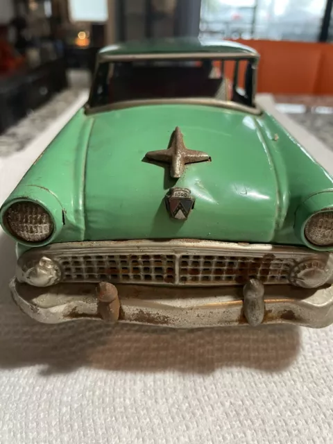 Vintage Bandai Japan Tin Friction Ford Fairlane Station Wagon Toy Car