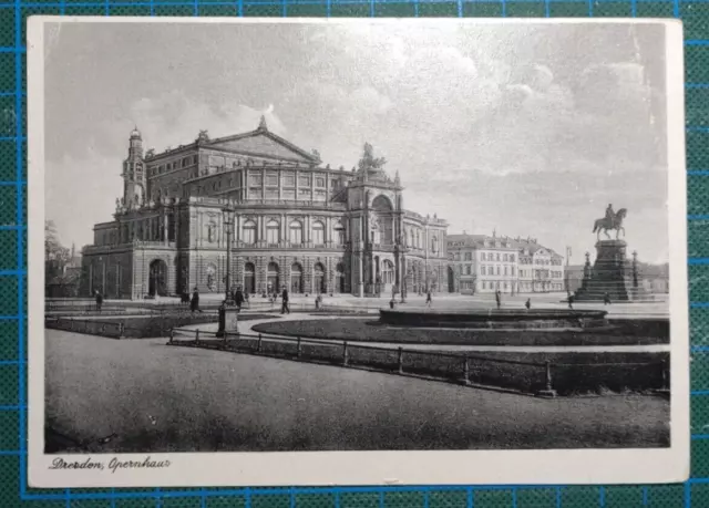 Original alte Ansichtskarte von Dresden - Theaterplatz mit Opernhaus