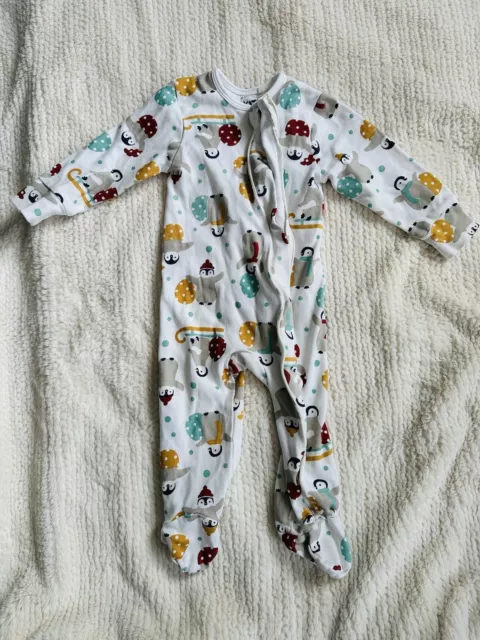 Kite Clothing Winter Penguin Zipped Footed Sleep Suit 6-9 Months